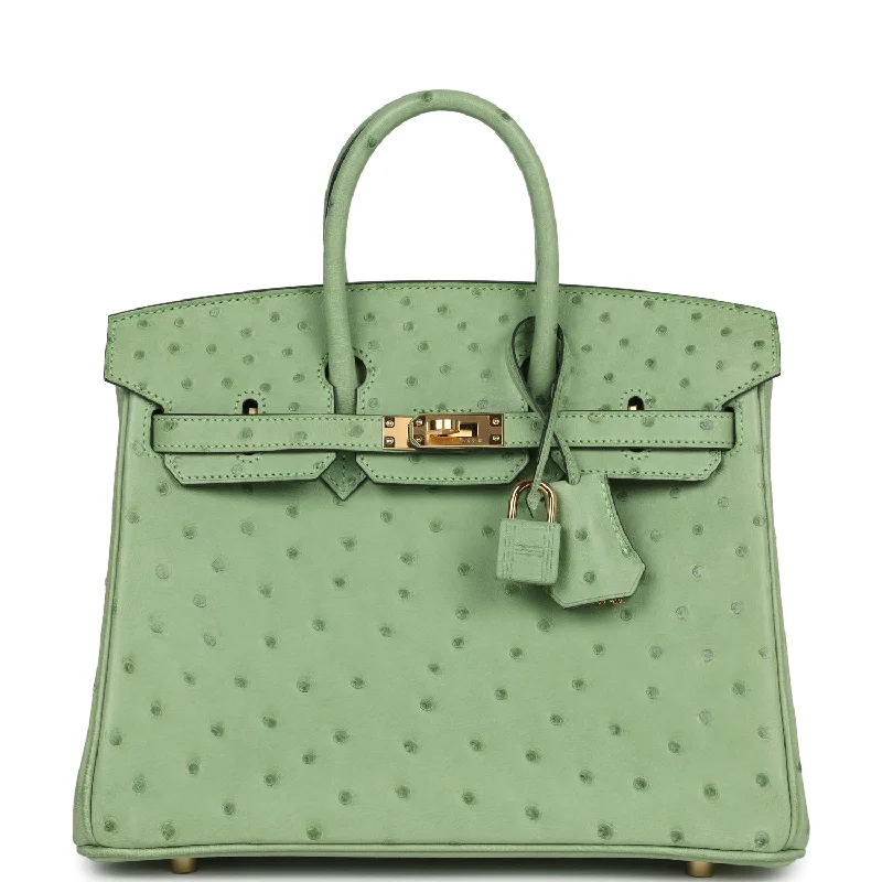 Limited-Time Offer On Trendy Bags Hermes Birkin 25 Vert Criquet Ostrich Gold Hardware