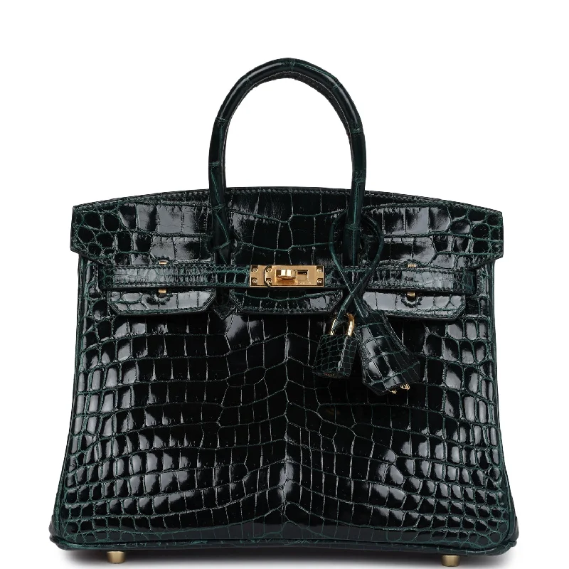 Trendy Bags For Teenage Girls Hermes Birkin 25 Vert Cypress Shiny Niloticus Crocodile Gold Hardware