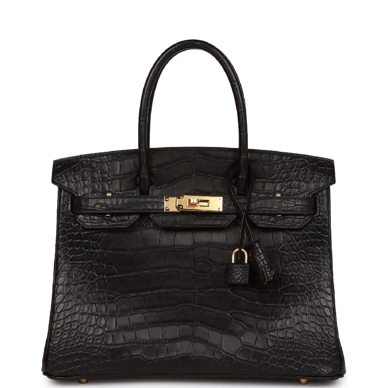 Evening Events Hermes Birkin 30 Black Matte Alligator Gold Hardware