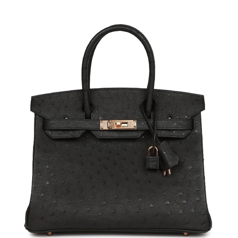 Black Friday Deals On Stylish Handbags Hermes Birkin 30 Black Ostrich Rose Gold Hardware