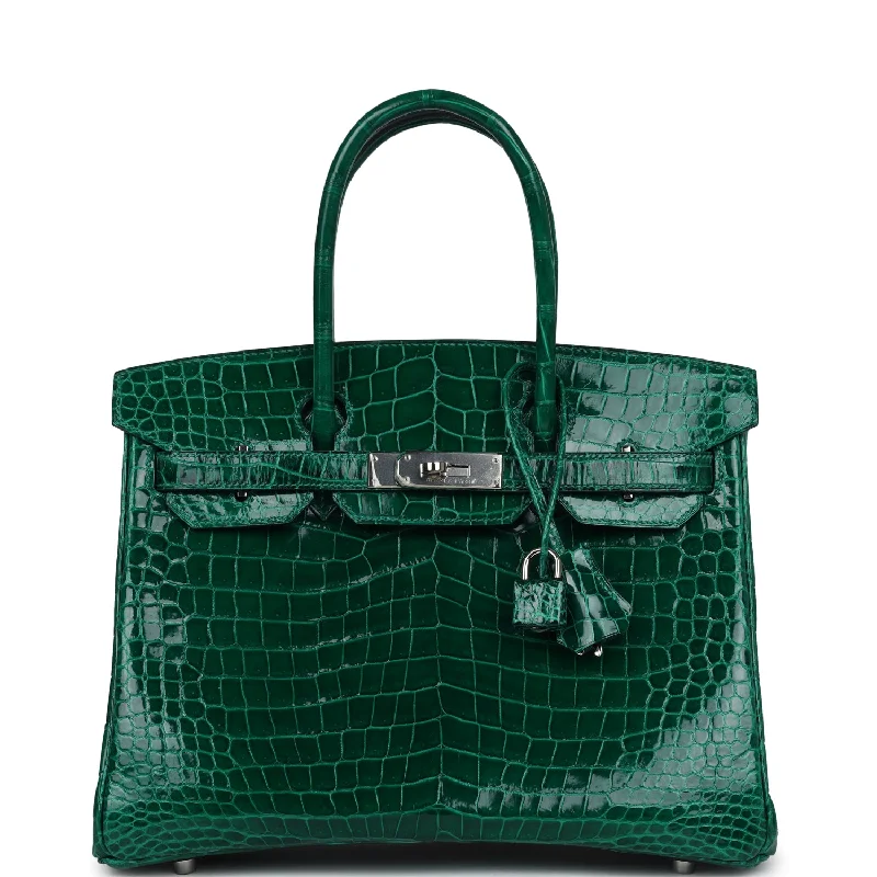 Luxurious But Budget-Friendly Bags Pre-owned Hermes Birkin 30 Emerald Shiny Niloticus Crocodile Palladium Hardware