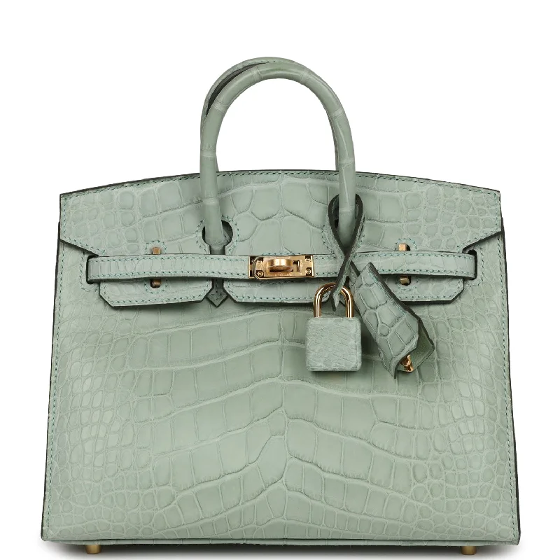 Trendy Bags For Women And Men In 2025 Hermes Birkin Sellier 20 Vert D'eau Matte Alligator Gold Hardware