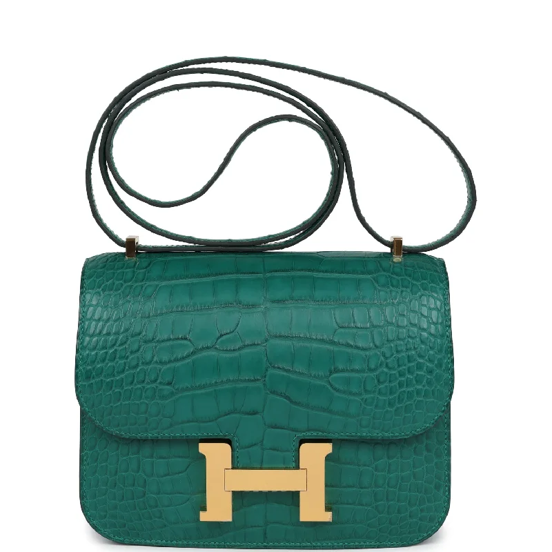 Limited-Time Offer On Trendy Bags Hermes Constance 18 Malachite Matte Alligator Gold Hardware