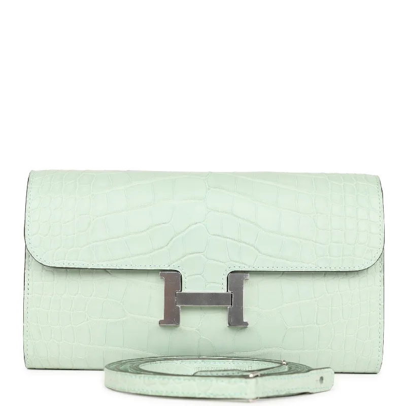 Romantic Valentine's Day Bags With Promotions Hermes Constance Wallet To Go Vert D'eau Matte Alligator Palladium Hardware