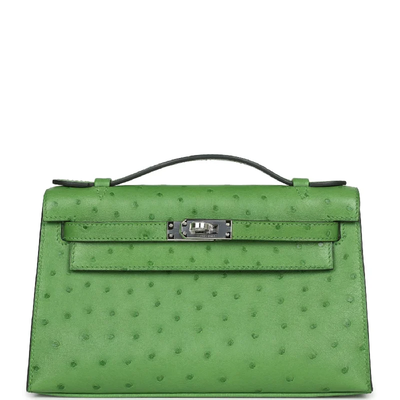 Black Friday Deals On Stylish Handbags Hermes Kelly Pochette Vert Yucca Ostrich Palladium Hardware