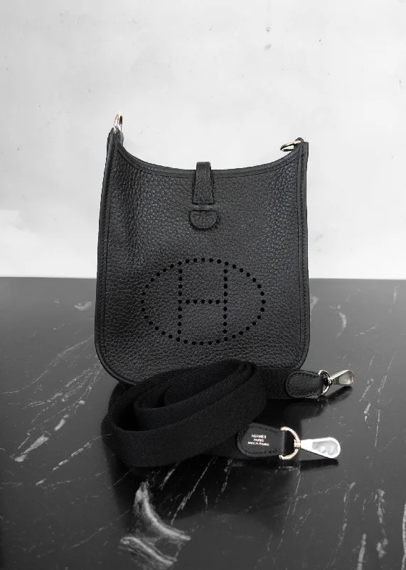 Urban Bags For City Life And Streetwear Fashion Hermès Mini Evelyne TPM Bag Black Clemence Leather