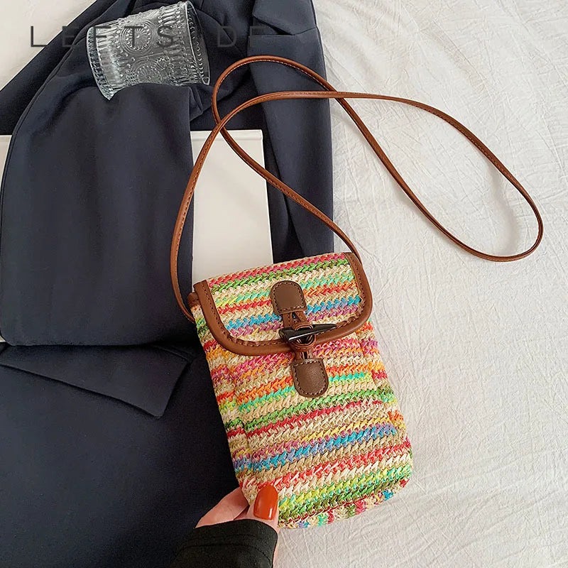 Stylish And Affordable Bags For Every Occasion LEFTSIDE Mini Striped Straw Bags for Women 2024 Fashion Summer Shoulder Bags Handbags and Purses Weave Beach Crossbody Bag
