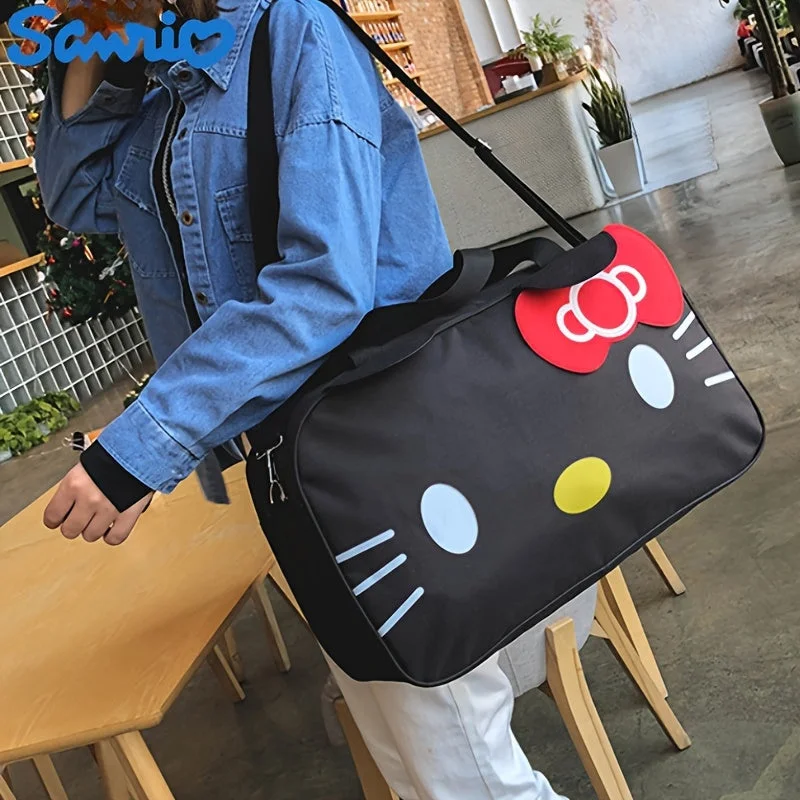 Halloween-Themed [Licensed] Hello Kitty New 2024 Trendy Travel Bag Waterproof Large Capacity Cute Cartoon KT Luggage Bag Women's Portable Short-distance Travel Bag Sports Bag Shoulder Fitness Bag Travel Storage Bag