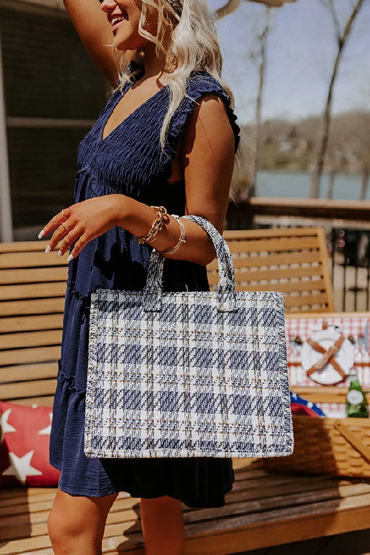 Lightweight And Functional Bags For Travel And Work London Estate Tweed Tote In Navy