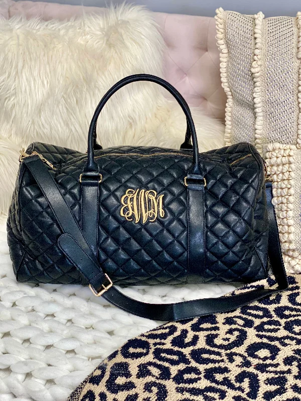 Sleek And Seasonal Sale Bags Monogram Luxe Black Quilted Duffle Bag