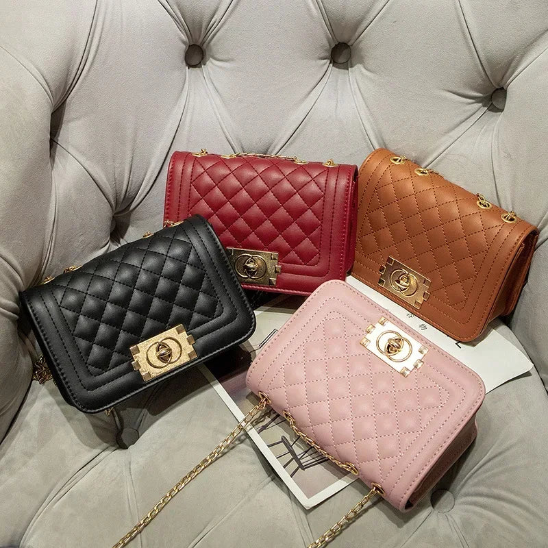 Luxury Bags For Working Professionals new ladies bag Korean version of the rhombic lock chain shoulder small square bag small fragrance style crossbody embroidery bag