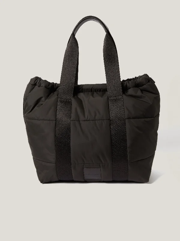 Lightweight Bags For Senior Travelers Nylon Quilted Drawstring Tote | Chocolate