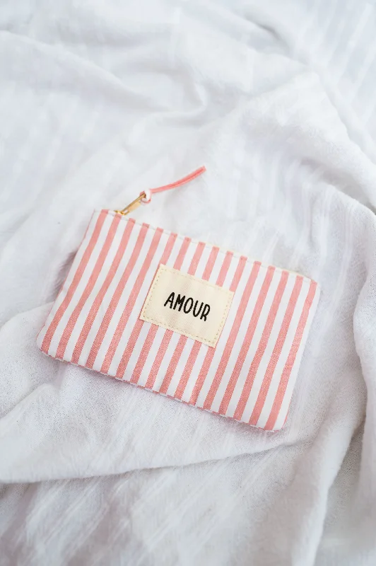 Eco-Friendly And Discounted Bags Pink Striped Malou Pouch