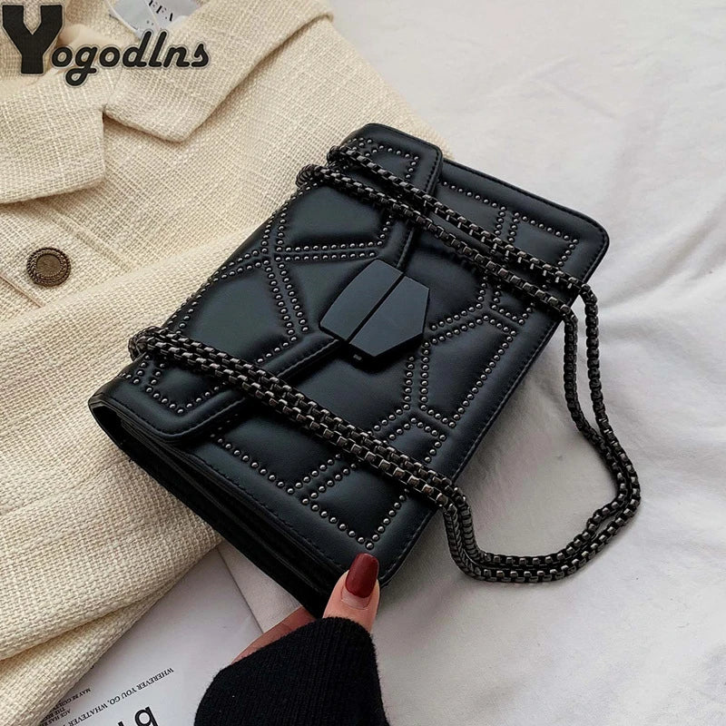 Inspired Bags For Affordable Luxury Rivet Chain Small Crossbody Bags For Women 2022 Shoulder Messenger Bag Lady Luxury Handbags
