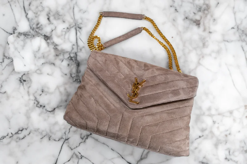 Stylish Bags For Fashion Influencers And Bloggers Saint Laurent Loulou Puffer Brown Suede Shoulder Bag