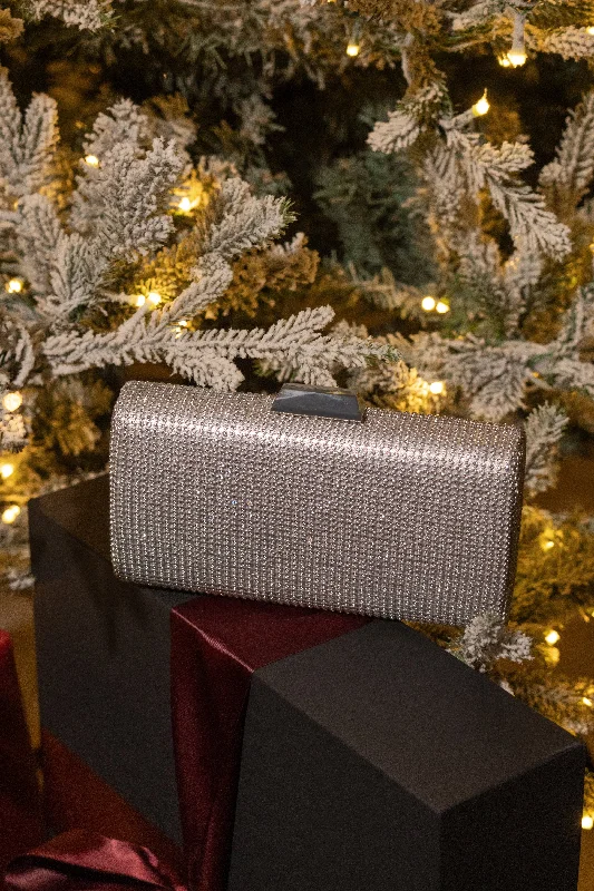 Anti-Theft And Budget-Friendly Bags Silver Diamante Clutch Bag