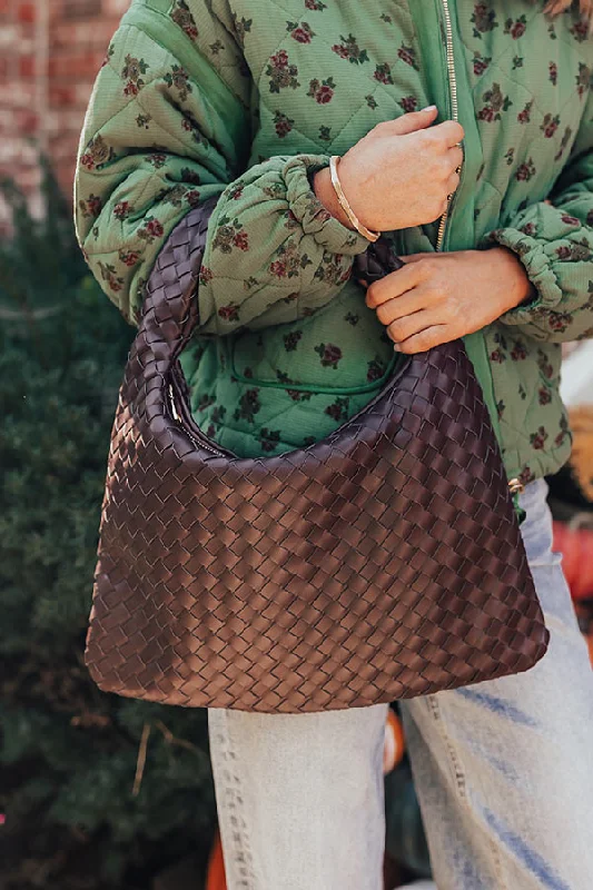 Inspired Bags For Affordable Luxury Street Style Faux Leather Woven Tote in Chestnut