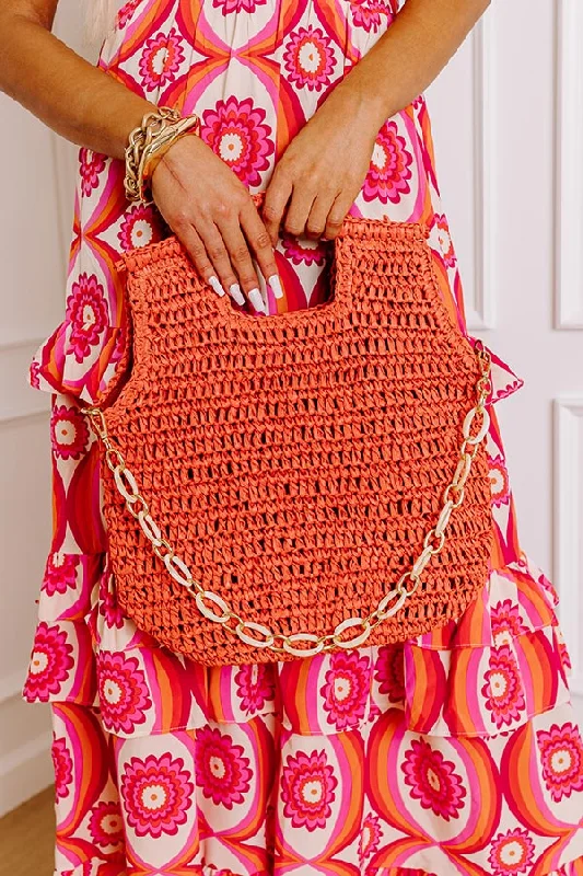 Luxury Bags For Working Professionals Sunny Day Stroll Woven Tote in Tangerine