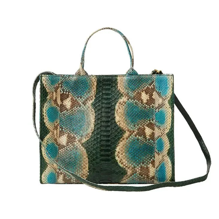 Chic And Clearance-Priced Tote Bags THE ADELAIDE - MARINE BLUE PYTHON