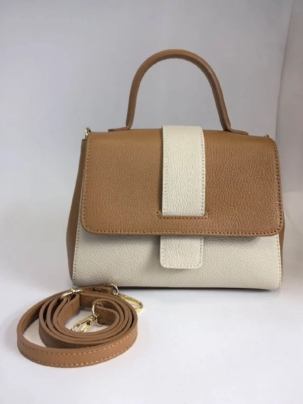 Vintage-Inspired TWO TONE LEATHER HANDBAG