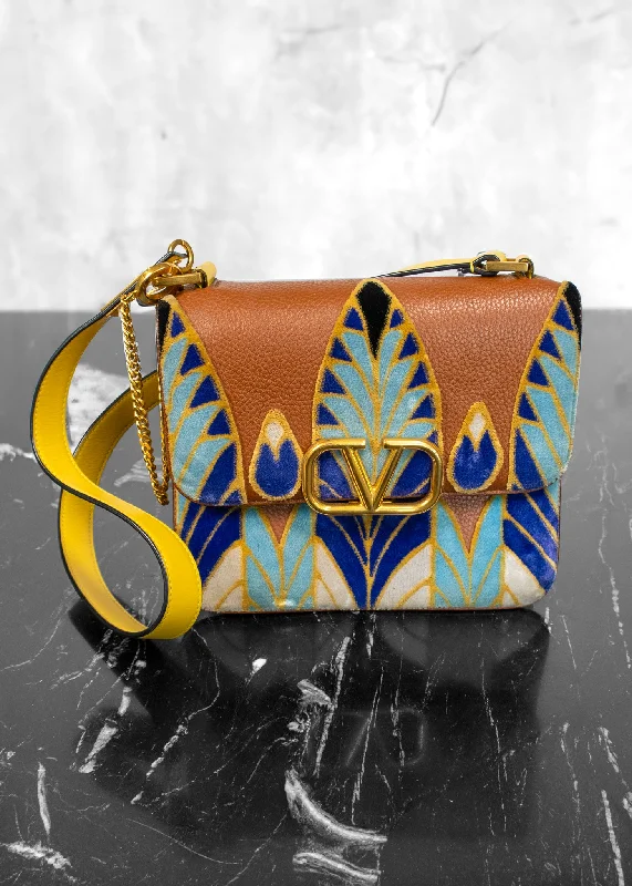 Urban Bags For City Life And Streetwear Fashion Valentino Leather Velvet Trimmed Shoulder Bag