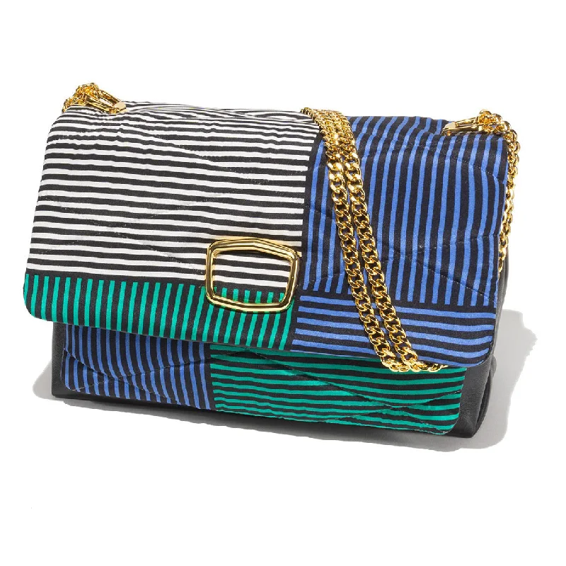 Vibrant Bags With Discounts VINTAGE SCARF AND LEATHER HANDBAG - GEOMETRIC TILE