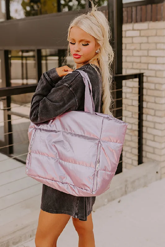 Handbag For Women Weekend Getaway Puffer Tote in Lavender