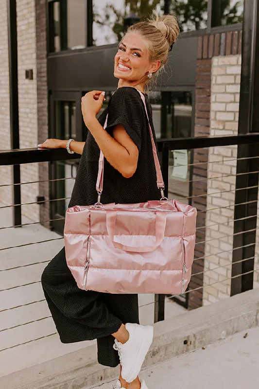 Eco-Friendly Bags With Discounts Weekend Getaway Puffer Tote in Pink