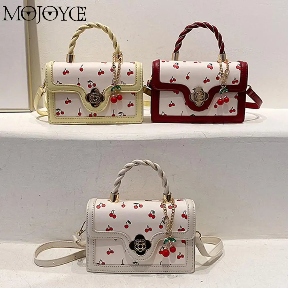 Designer Bags For Luxury Collectors With Offers Women Cherry Shoulder Bag Adjustable Strap Cherry Square Chain Bag Versatile Cherry Pattern Sling Bag Female Daily Commute Bag