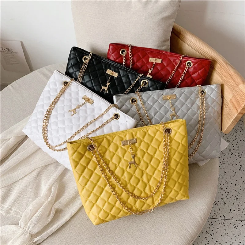 Luxury Bags With Premium Materials And Craftsmanship Women PU Leather Chain Handbag Women Soild Color Large Top-handle Bags Female Designer Luxury Tote Women Fashion Shoulder Bags