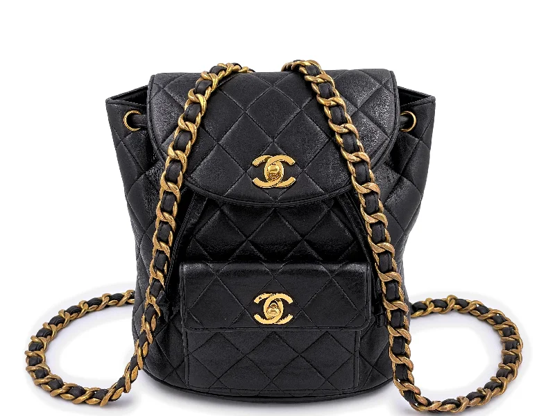 Bags For Outdoor Adventures Chanel Black Vintage Lambskin Duma Backpack Bag 24k GHW