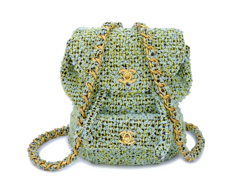 Vibrant Bags With Discounts Chanel Vintage Tweed Duma Backpack Bag 1994 Green W6Q