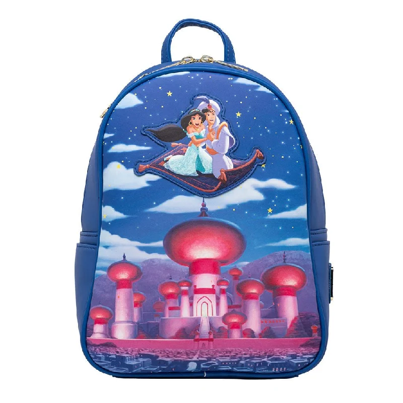 Valentine's Day Loungefly Disney Glow in the Dark Aladdin and Jasmine Magic Carpet Ride Mini Backpack - 707 Street Exclusive