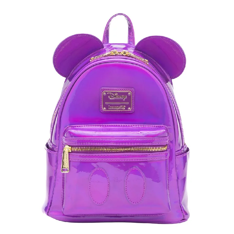 Urban Style Loungefly Disney Mickey Mouse Holographic Series Mini Backpack: Amethyst - 707 Street Exclusive