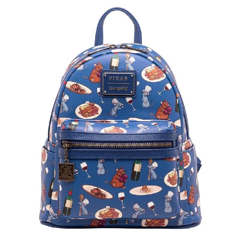 Black Friday Deals On Stylish Handbags Loungefly Disney Pixar Ratatouille Remy and Emile Allover Print Mini Backpack - 707 Street Exclusive