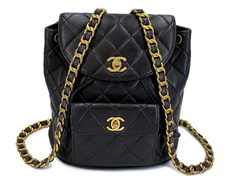 Affordable Bags For Budget Shoppers Chanel 1994 Vintage Black Lambskin Duma Backpack Bag 24k GHW CAR