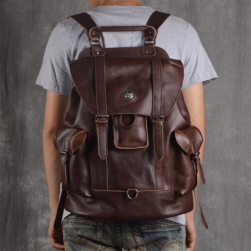 Limited-Time Offer On Trendy Bags Full Grain Leather Backpack Men Travel Backpack Cool Backpacks