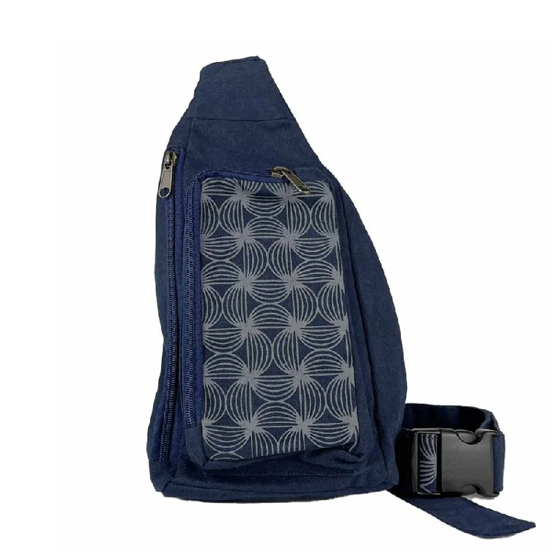 Uxury Designer Handbag Brands Cotton Canvas Mini Backpack Belt Bag - Navy