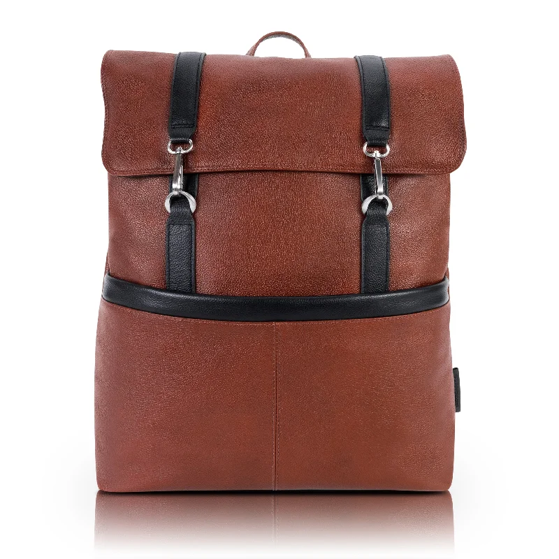 Stylish Bags With Discounts ELEMENT | 17” Leather Two-Tone Flap Over Laptop Backpack