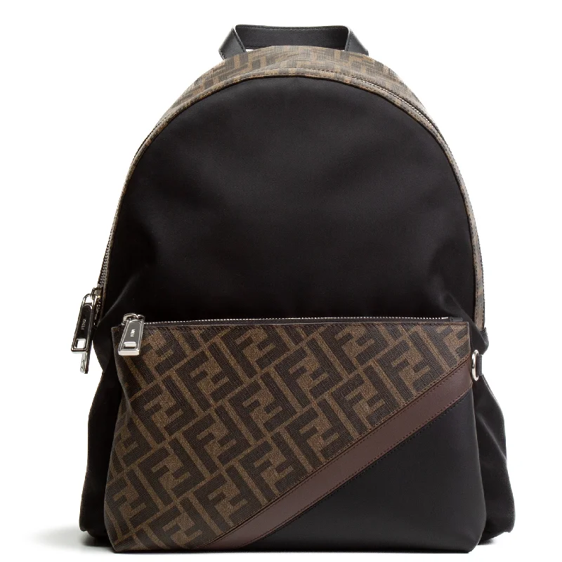 Bags For Free-Spirited And Artistic Styles FENDI Diagonal Backpack - Tobacco