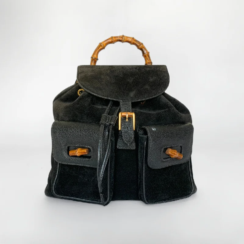 Eco-Friendly Bags For Sustainable Fashion Lovers Gucci Bamboo Backpack Large Leather Suede