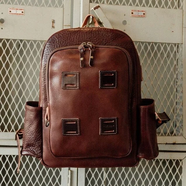 Customizable Bags For Personalized Style Leather Rover Backpack - Walnut