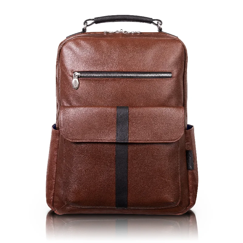 Designer Bags For Luxury Collectors With Offers LOGAN | 17” Leather Two-Tone Laptop Backpack