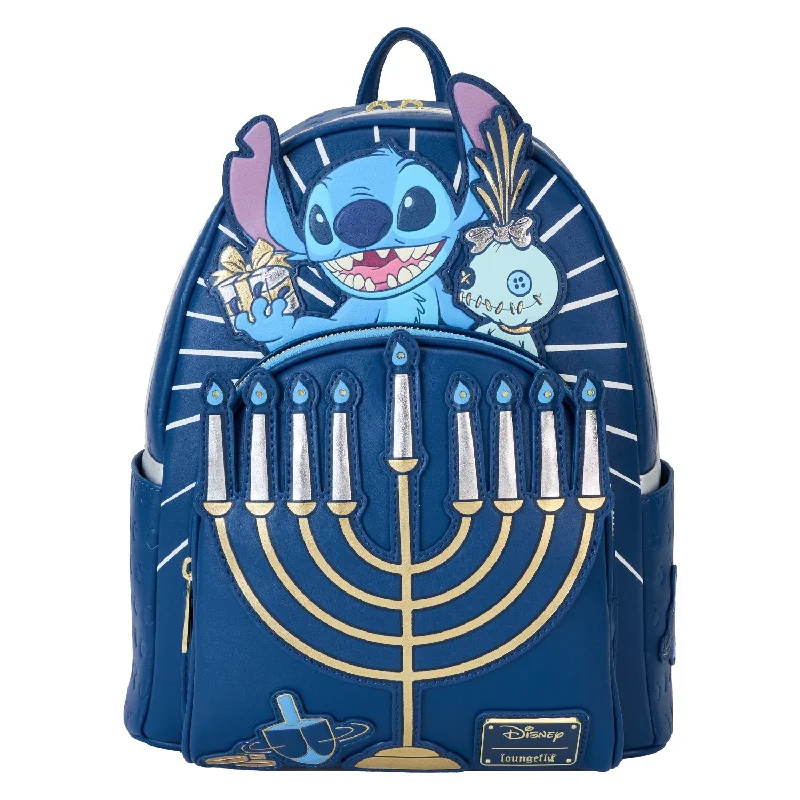 Chic Bags For Office Professionals And Urban Dwellers Loungefly Disney Lilo & Stitch Light-Up Menorah Stitch Mini Backpack