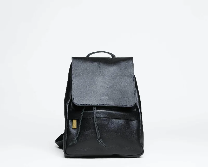 Wholesale Bags For Resellers Mini Enku Leather Backpack - Black