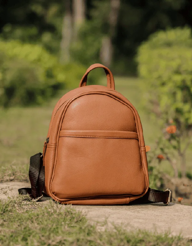 Bags For Free-Spirited And Artistic Styles Tan NDM Leather Backpack: Elevate Your Style with Timeless Elegance. Art: BG-1580