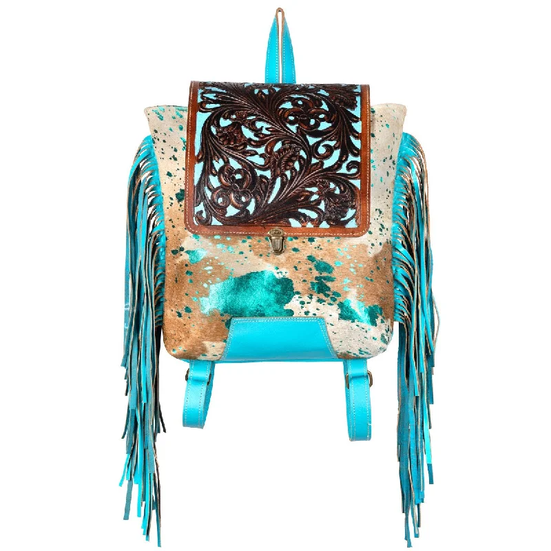 Wholesale Bags For Resellers Turqoise fringe Backpack