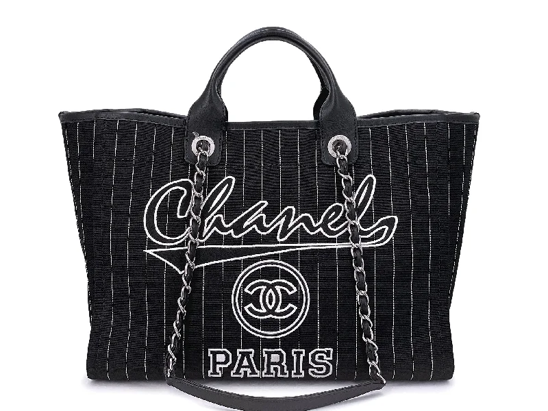 Luxury Bags On Sale Rare Chanel Baseball Jersey Deauville Tote Bag