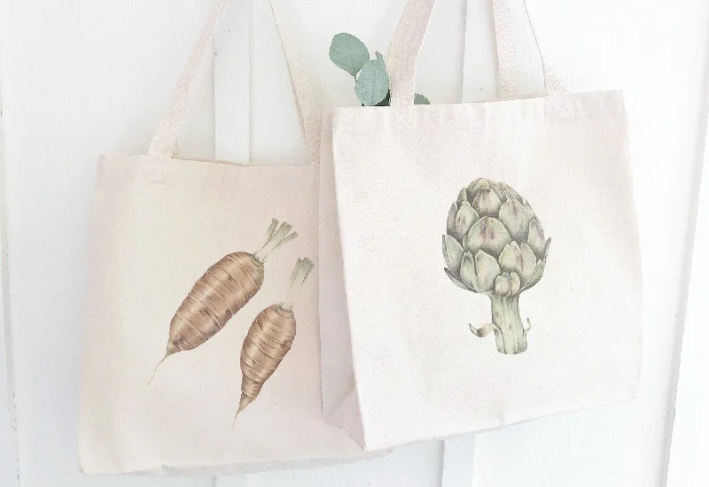 Office Professionals Assorted Artichoke & Carrot Designs - Canvas Tote Bags