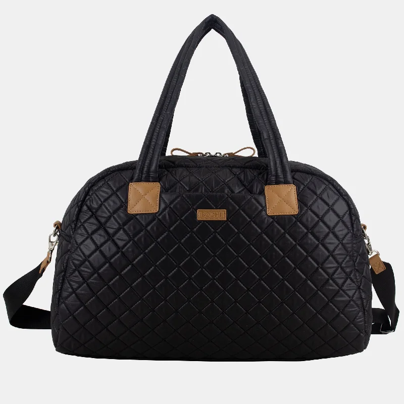 Lightweight Bags For Senior Travelers BODHI Quilted Luxe Weekender with Trolley Sleeve and Detachable Crossbody Strap